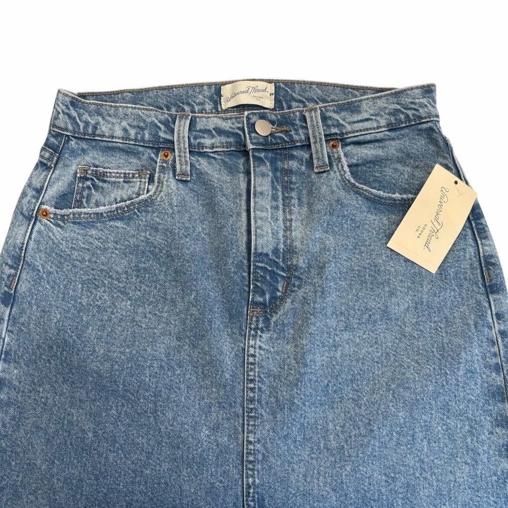 Universal Thread Front-Slit Denim Maxi Skirt | Medium Wash | Size 6 - Picture 2 of 8